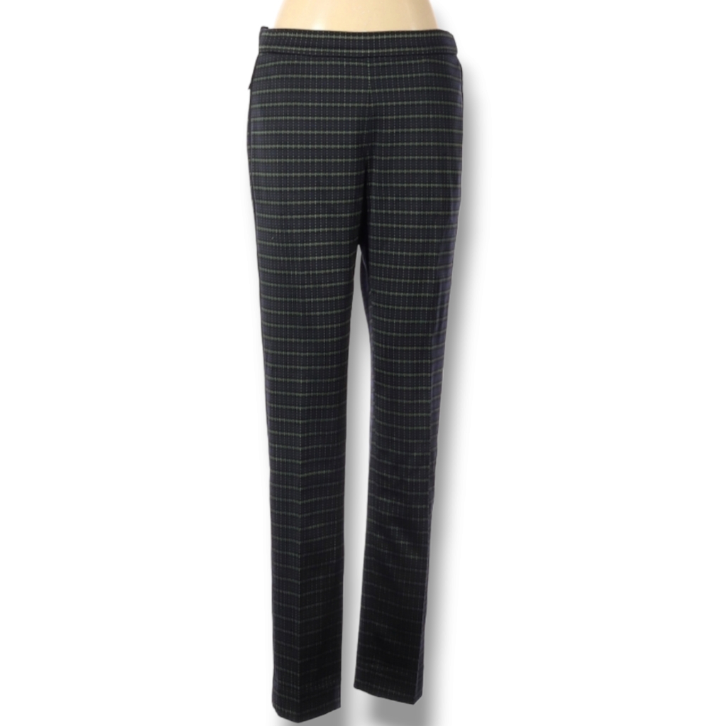 Per Se By Carlisle Pants Womens Size 6 Blue Green Striped Elastic Waist Stretch